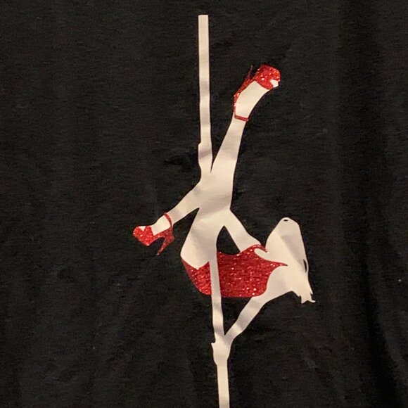 🙌 2/$55 Twisted Polerina Pole Dancer Jasmine Silhouette Glitter Slashed Tank - Picture 1 of 6